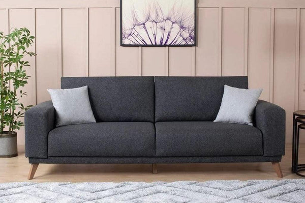 Alhome Swedish wood and linen 3 Seaters Sofa - Grey - AL-1152 - Zrafh.com - Your Destination for Baby & Mother Needs in Saudi Arabia