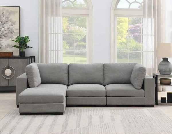 Alhome L-Shape Sofa 250x160x90x80 cm - Grey - AL-1155 - Zrafh.com - Your Destination for Baby & Mother Needs in Saudi Arabia