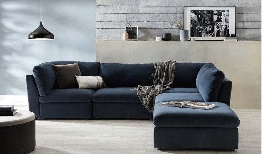 Alhome L-shape Sofa 300x170x95x90 - Blue - Zrafh.com - Your Destination for Baby & Mother Needs in Saudi Arabia