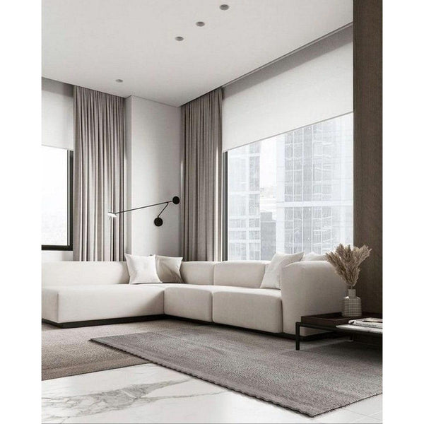 Alhome Linen and Swedish Wood L-Shape Sofa - Off-white - Zrafh.com - Your Destination for Baby & Mother Needs in Saudi Arabia