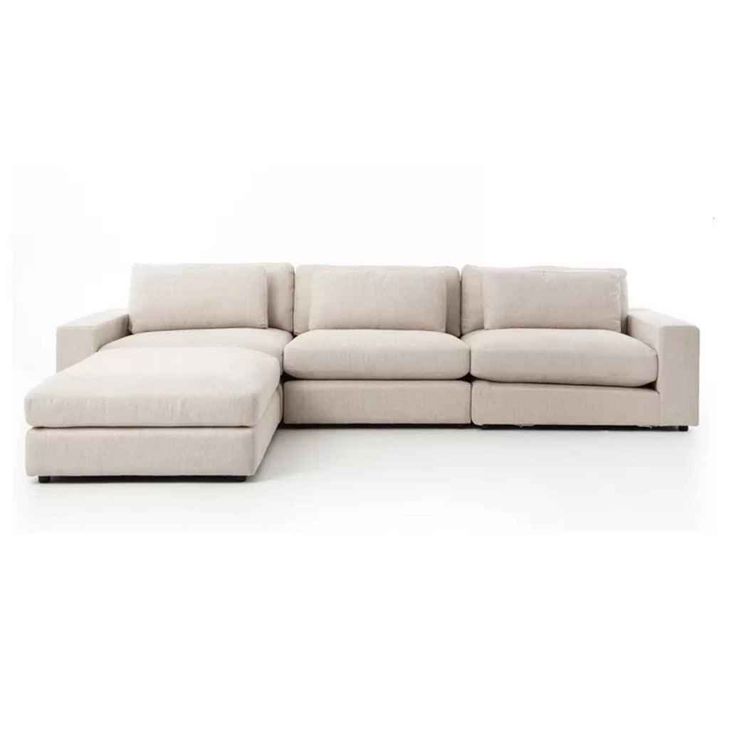 Alhome L-Shape Sofa 250x160x90x80 cm - Beige - Zrafh.com - Your Destination for Baby & Mother Needs in Saudi Arabia