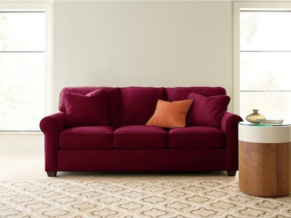 Alhome Velvet and Sweedish Wood 3 Seaters Sofa - Red - Zrafh.com - Your Destination for Baby & Mother Needs in Saudi Arabia