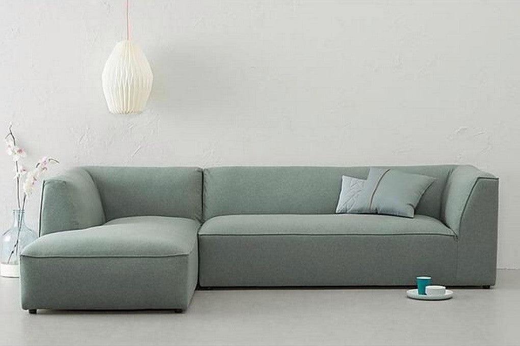 Alhome L-Shape sofa 250x170x85x90 cm - Light Green - Zrafh.com - Your Destination for Baby & Mother Needs in Saudi Arabia