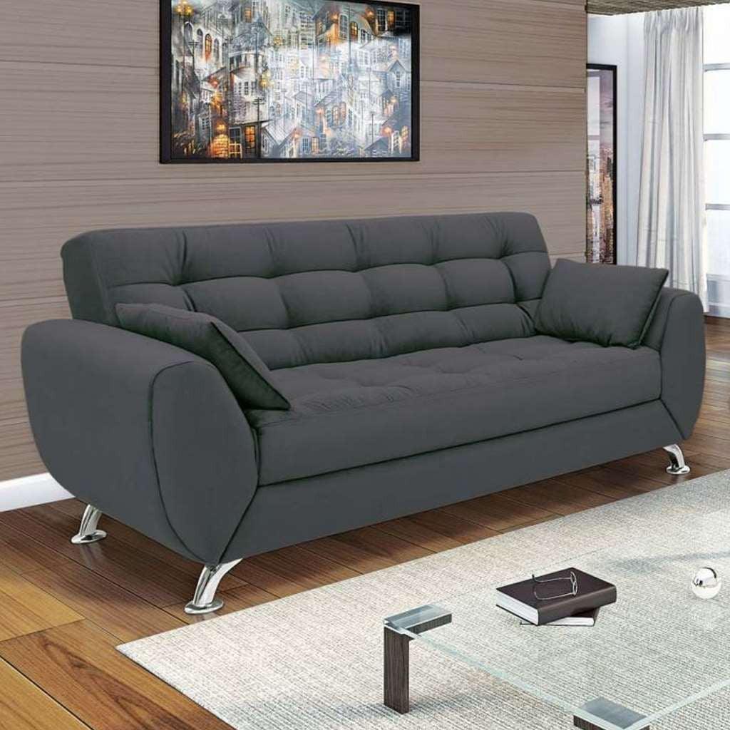 Alhome Velvet 3 Seaters Sofa - Grey - AL-1599 - Zrafh.com - Your Destination for Baby & Mother Needs in Saudi Arabia