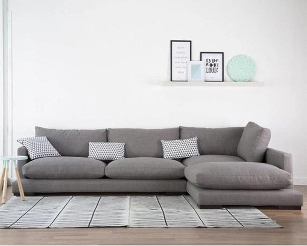 Alhome L-Shape Sofa 260x180x90x80cm - Grey - Zrafh.com - Your Destination for Baby & Mother Needs in Saudi Arabia