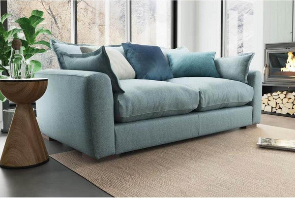 Alhome Swedish and Linen 3 Seaters Sofa - Blue - AL-1858 - Zrafh.com - Your Destination for Baby & Mother Needs in Saudi Arabia