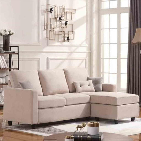 Alhome "Beige L-Shape Sofa - 80x150x80x250 cm" - Zrafh.com - Your Destination for Baby & Mother Needs in Saudi Arabia