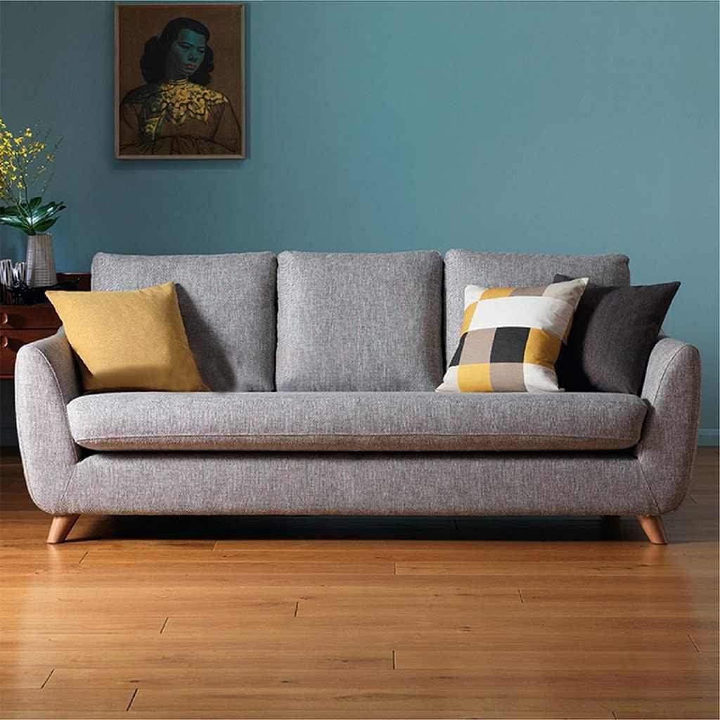 Alhome Swedish Wood and Linen 3 Seaters Sofa - Grey - AL-1683 - Zrafh.com - Your Destination for Baby & Mother Needs in Saudi Arabia