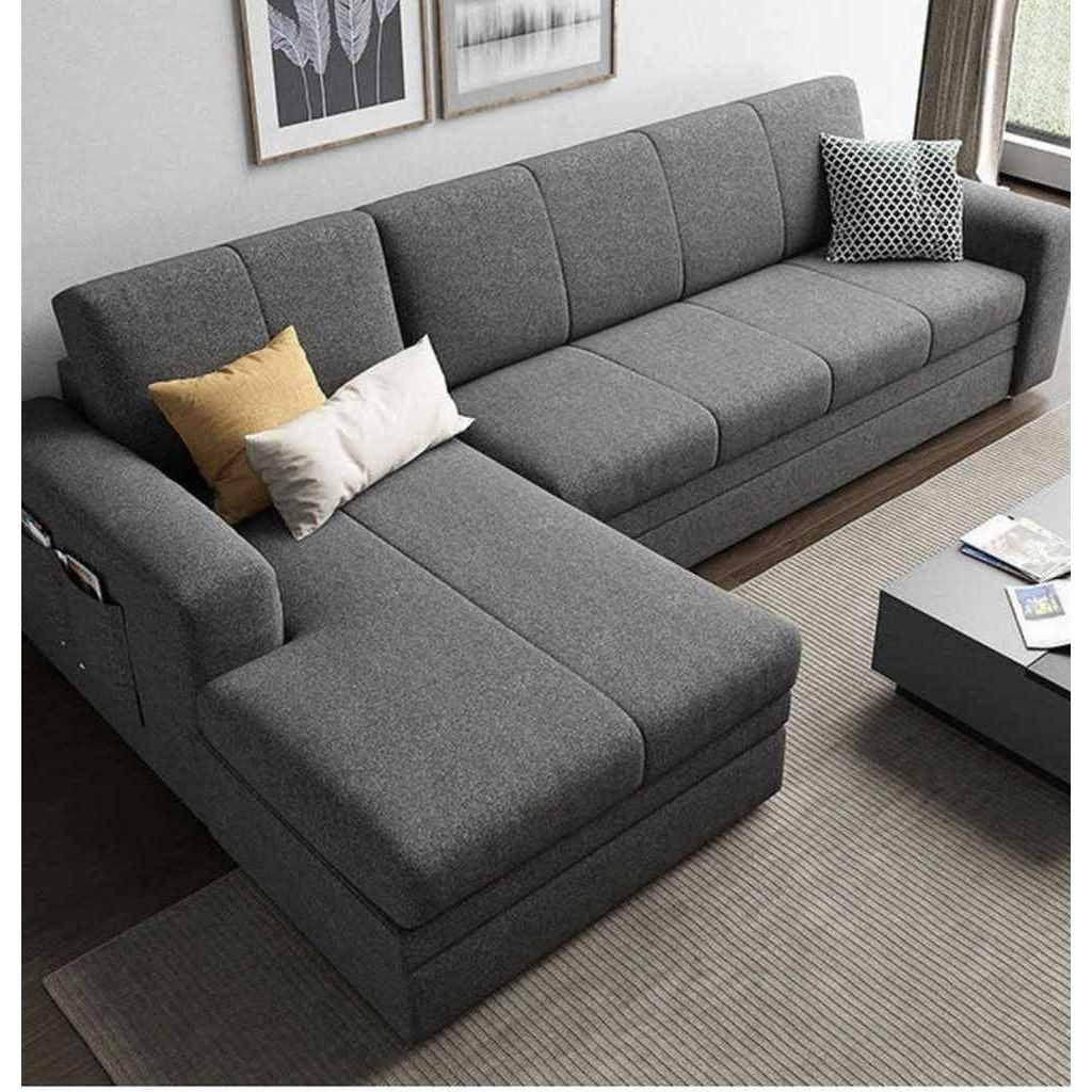 Alhome L-Shape Sofa 180x85x250x75 cm - Grey - Zrafh.com - Your Destination for Baby & Mother Needs in Saudi Arabia