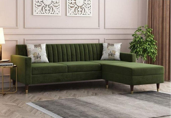 Alhome L-Shape sofa 270x180x85x90 cm - Green - Zrafh.com - Your Destination for Baby & Mother Needs in Saudi Arabia