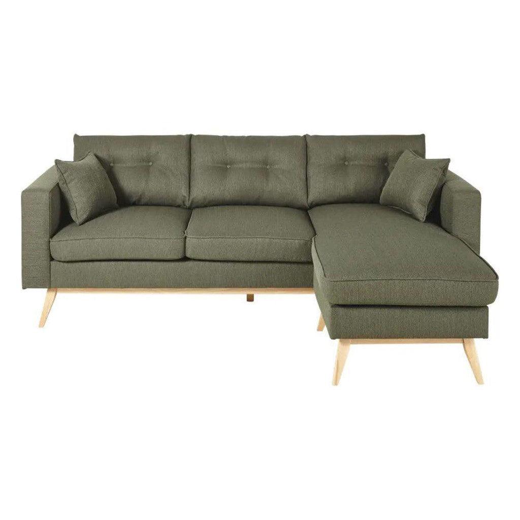 Alhome L-Shape Sofa 230x180x90x80 cm - Green - Zrafh.com - Your Destination for Baby & Mother Needs in Saudi Arabia