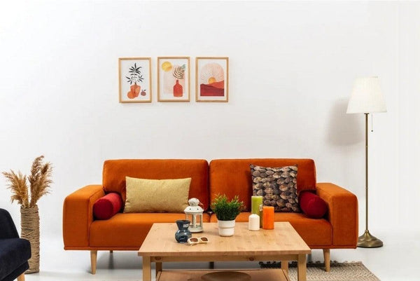 Alhome 2-Seater Sofa 85x85x180 cm - Orange - Zrafh.com - Your Destination for Baby & Mother Needs in Saudi Arabia