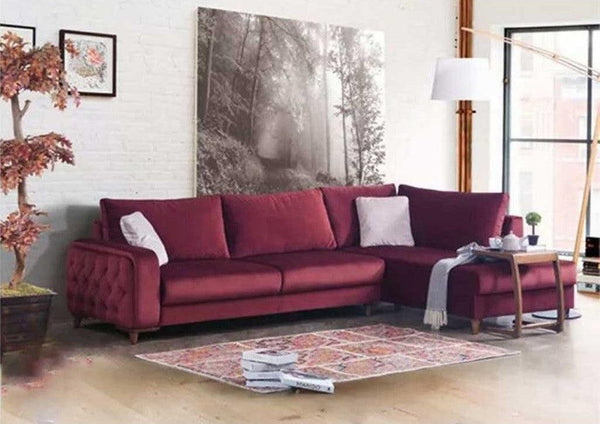 Alhome L-Shape Sofa 280x80x200x75 cm - Red - AL-2172 - Zrafh.com - Your Destination for Baby & Mother Needs in Saudi Arabia