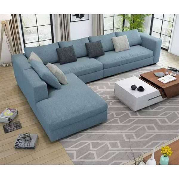 Alhome L-Shape sofa 300x200x85x90 cm - Blue - Zrafh.com - Your Destination for Baby & Mother Needs in Saudi Arabia