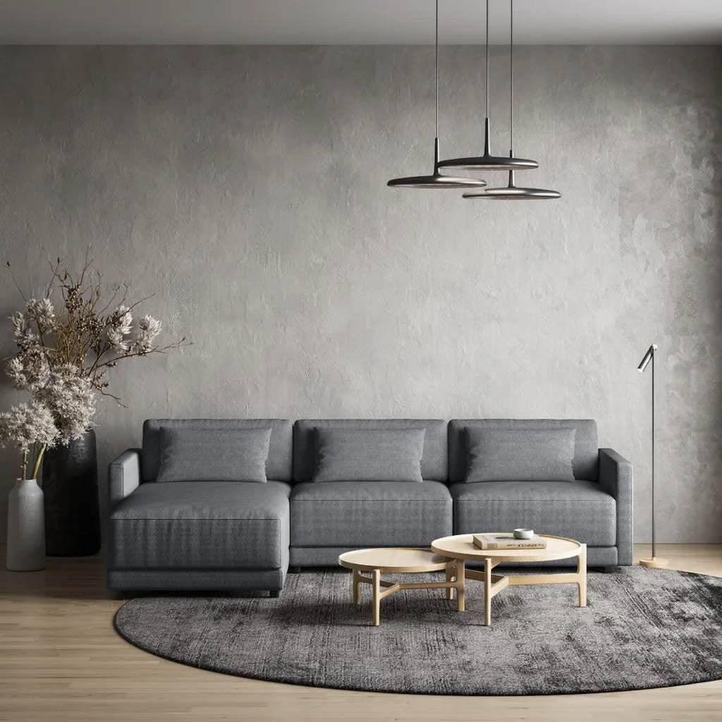 Alhome L-Shape Sofa 180x250x90x85 cm - Grey - Zrafh.com - Your Destination for Baby & Mother Needs in Saudi Arabia