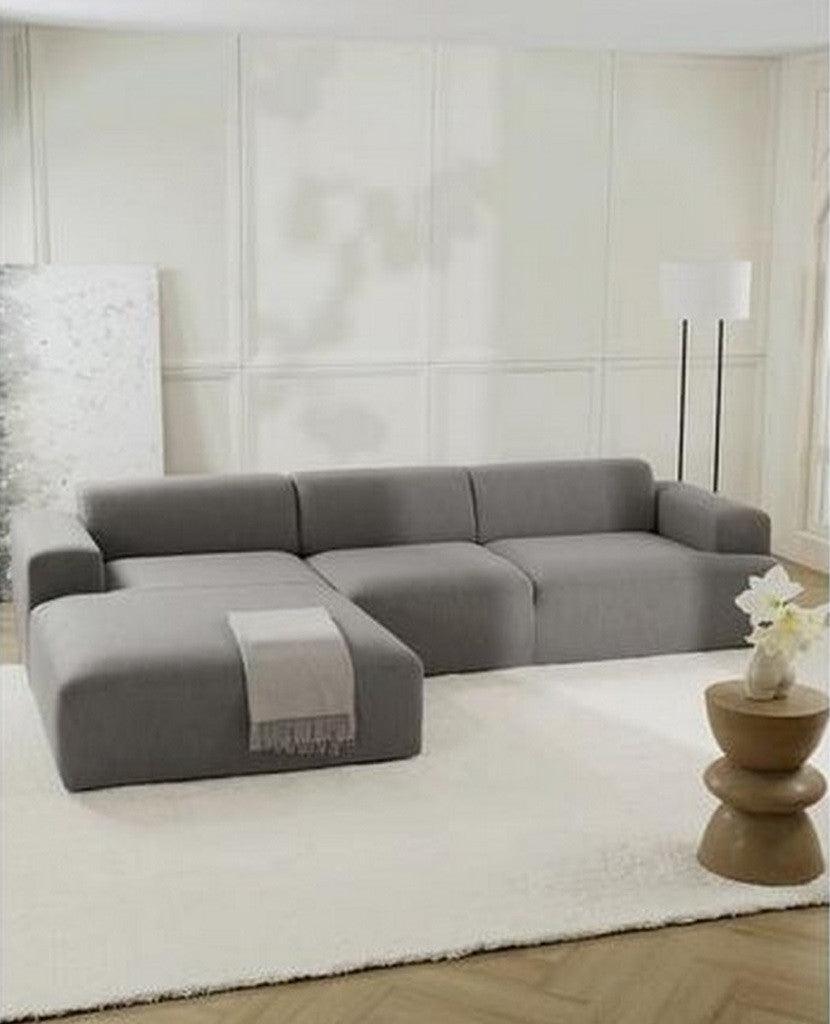 Alhome Linen and L-Shape Sofa - Grey - AL-2456 - Zrafh.com - Your Destination for Baby & Mother Needs in Saudi Arabia