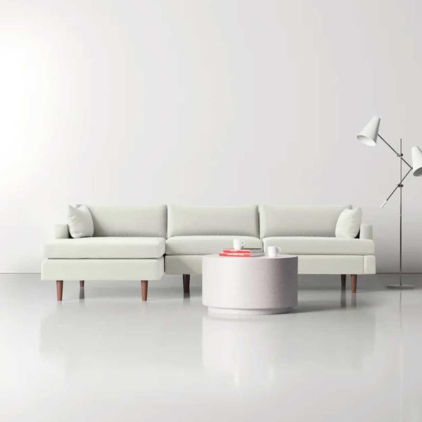 Alhome L-Shape Sofa 85x180x90x250 cm - White - Zrafh.com - Your Destination for Baby & Mother Needs in Saudi Arabia