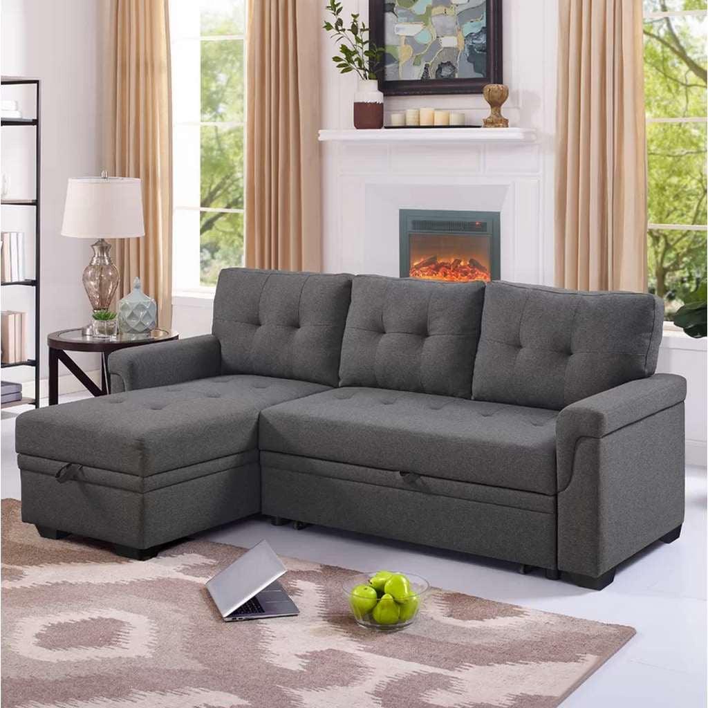 Alhome L-Shape Sofa 240x85x145x90 cm - Grey - AL-634 - Zrafh.com - Your Destination for Baby & Mother Needs in Saudi Arabia