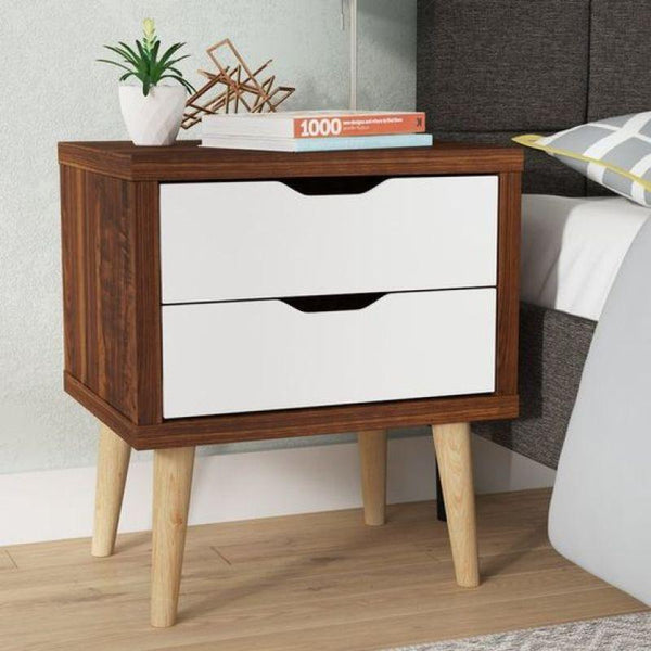 Melamine Nightstand with Wooden Legs By Alhome - ALHOME