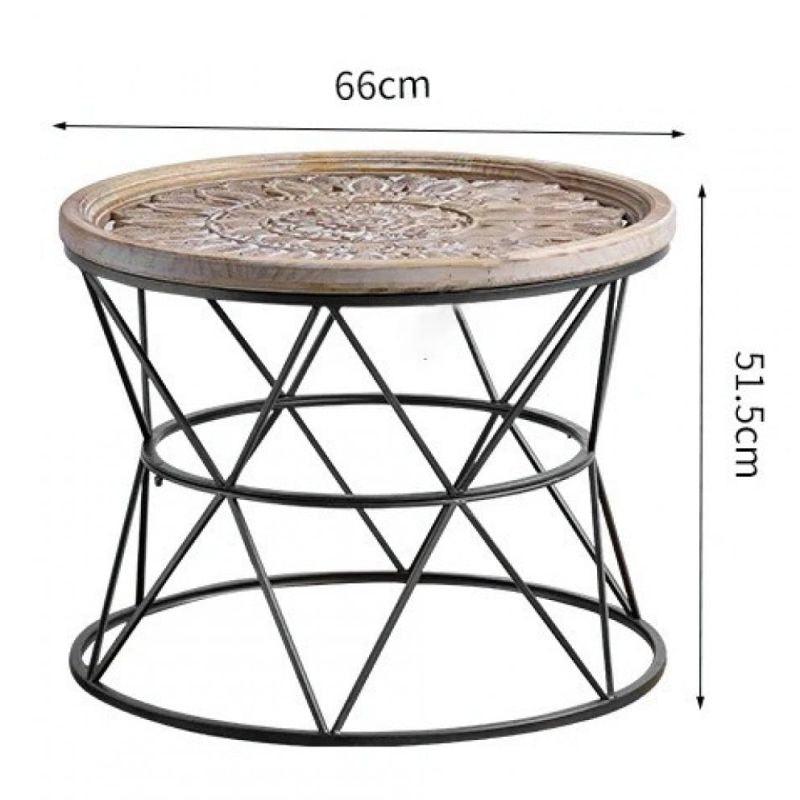 Circular Center Table With Wood And Glass Surface And Metal Frame - Black By Alhome - ALHOME