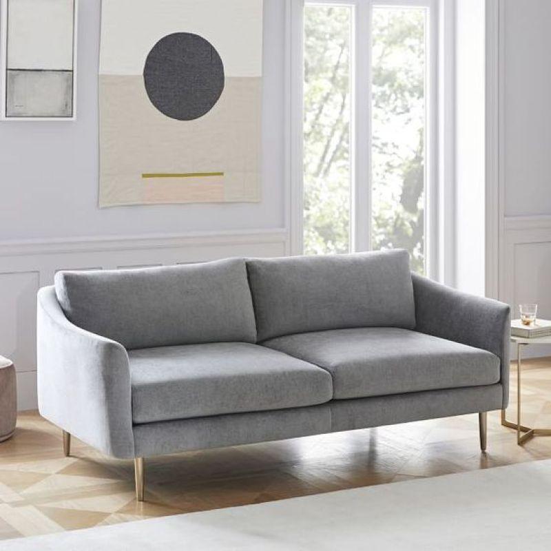 Contemporary Gray Linen 3-Seater Sofa Swedish Wood By Alhome - 110110936 - ALHOME