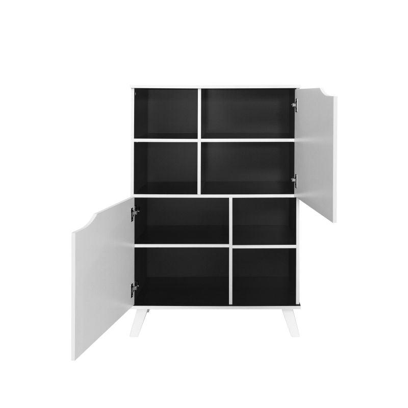 Two Door Storage Unit From Malaysian Wood - Black And White - 80x35x119.5 cm - By Baity - ALHOME