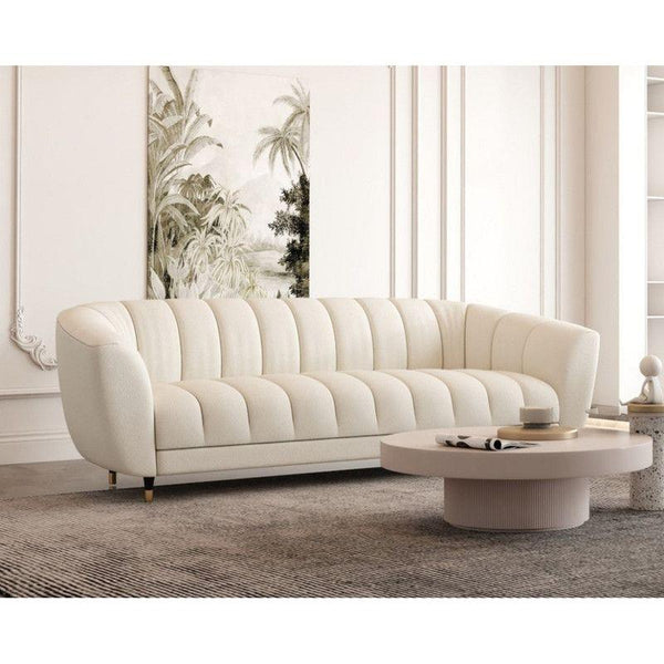 Luxurious Beige Velvet 3-Seater Sofa Swedish Wood By Alhome - ALHOME