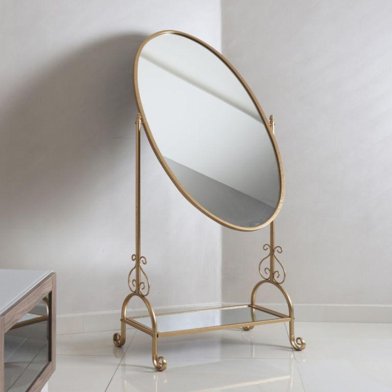 Mirrors With Iron Stands - Mobile - Metal + Glass - Gold - 110111945 - By Alhome - ALHOME