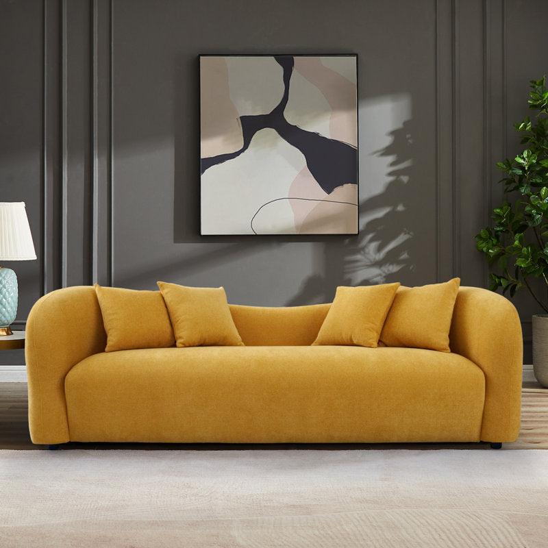 Sunlit Comfort: 3-Seater Linen Sofa in Yellow By Alhome - ALHOME