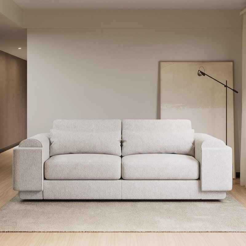 Timeless Tranquility: White Linen 3-Seater Sofa By Alhome - ALHOME