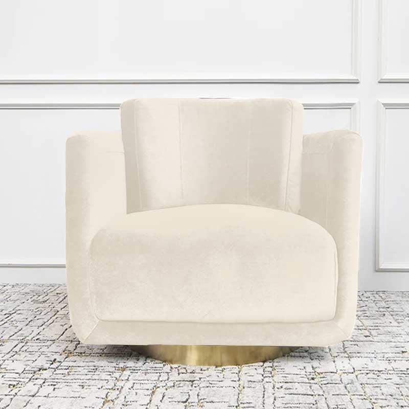 Velvet Lounge Chair in Chic Beige By Alhome - ALHOME