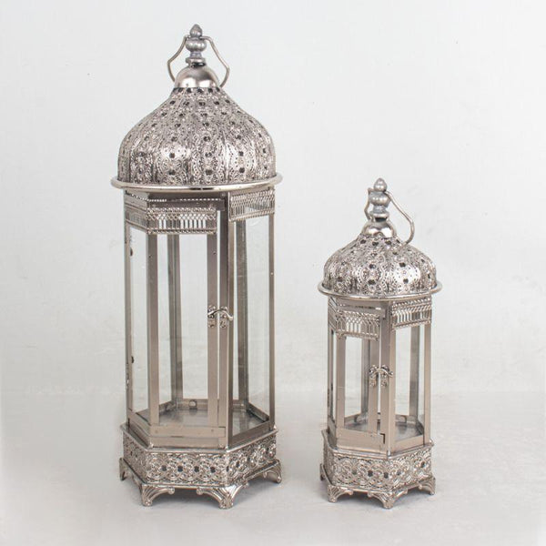 Metal Lanterns Set - Silver - 110111941 - By Alhome - ALHOME