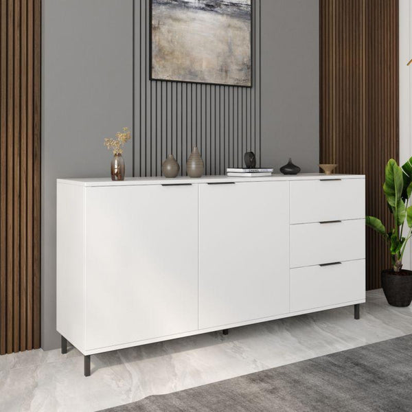 White Console with 2 Doors and 3 Drawers By Alhome - ALHOME