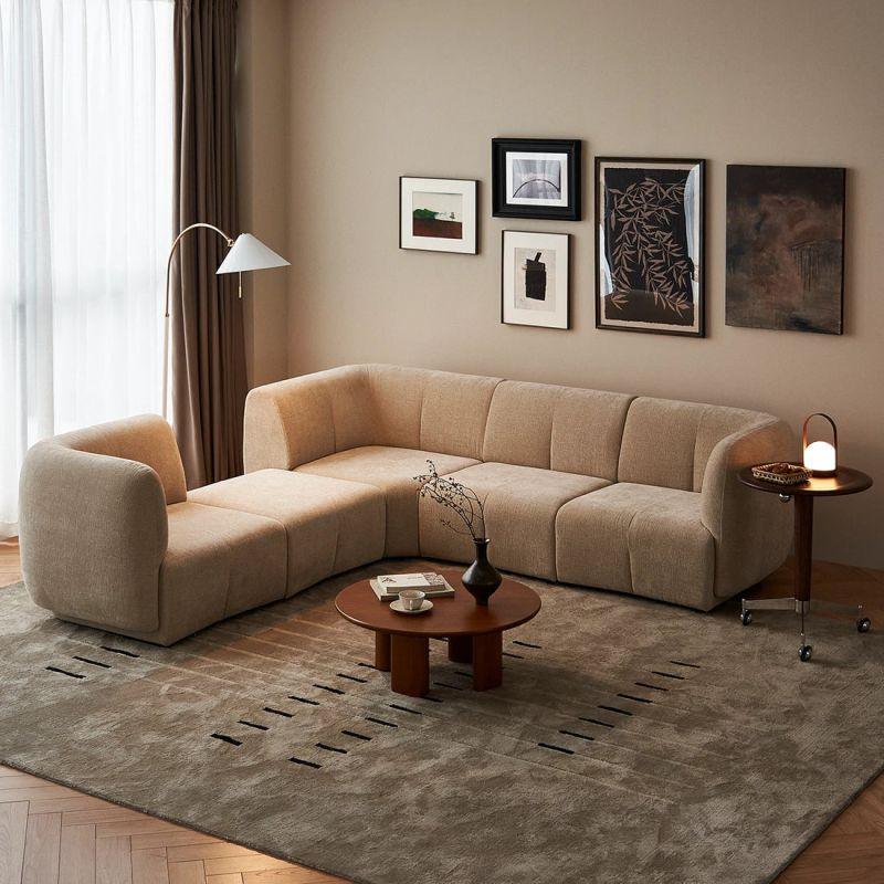 Chic Beige Linen L-Shaped Sofa - 250x250x45x85 cm - Swedish Wood By Alhome - ALHOME