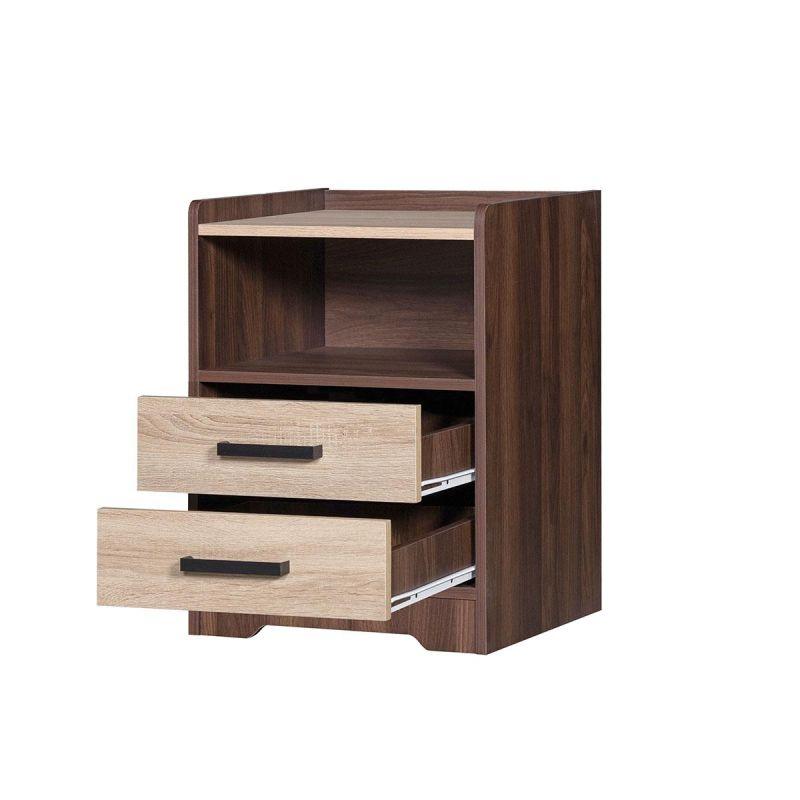 Side Table With Two Drawers And A Shelf From Malaysian Wood - Brown And Wooden - 43x40x58 cm - By Baity - ALHOME