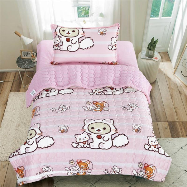 Children'S Velvet Mattress 3 Pieces - Single - Pink With Drawings By Alhome - 110112690 - ALHOME