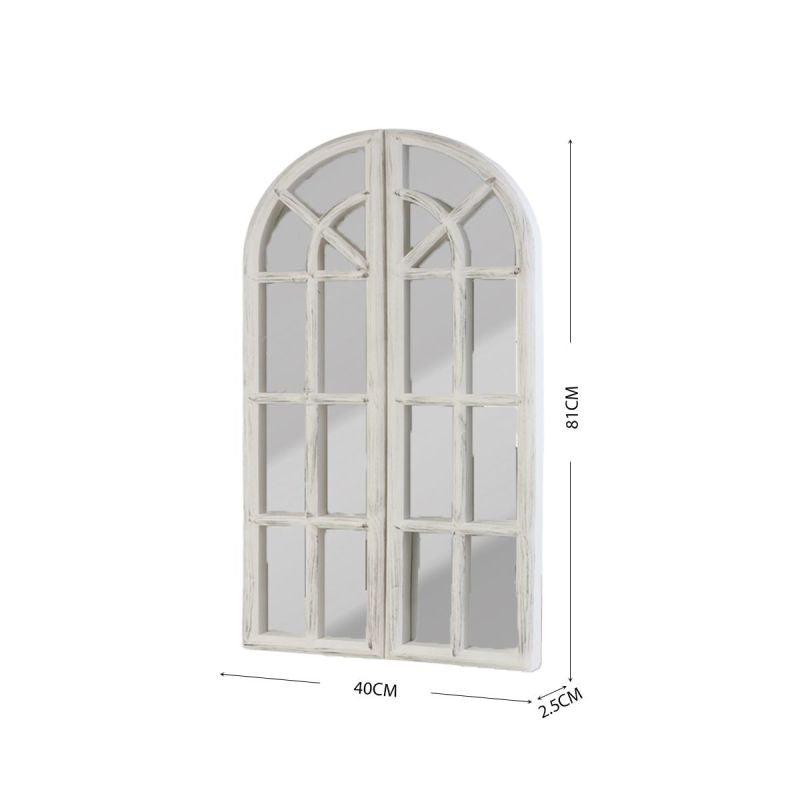 Window Wall Mirror with Two Doors - White - 40x81x2.5 cm - By Family Ship - ALHOME