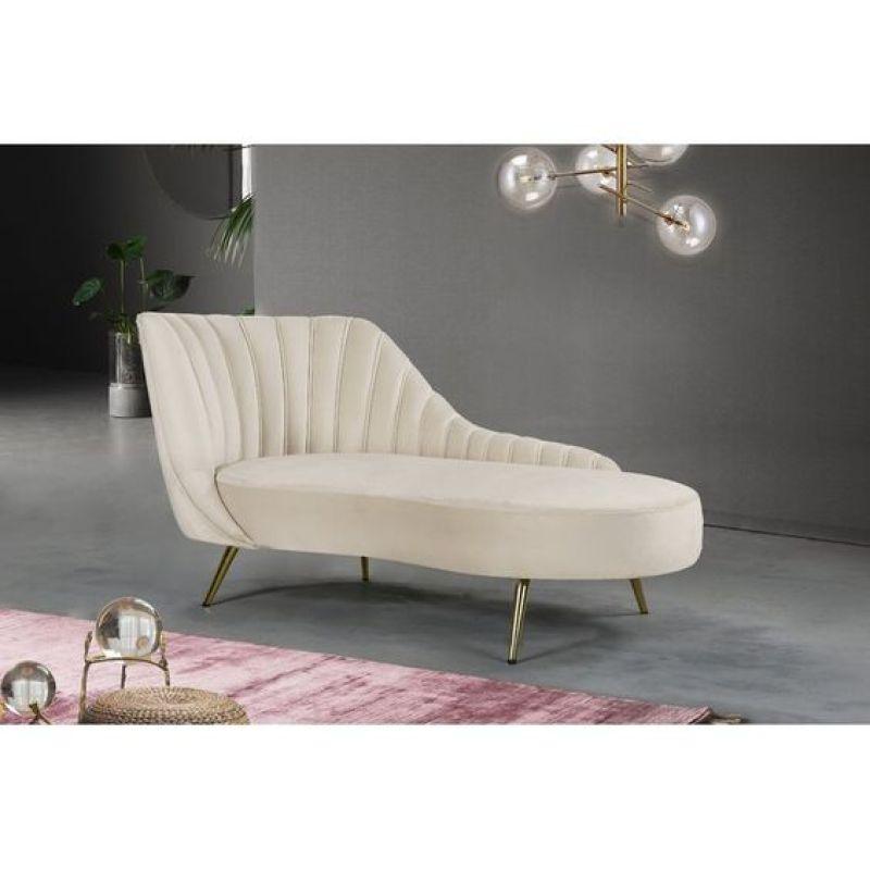 Chic Beige Velvet Chaise Longues Swedish Wood By Alhome - ALHOME