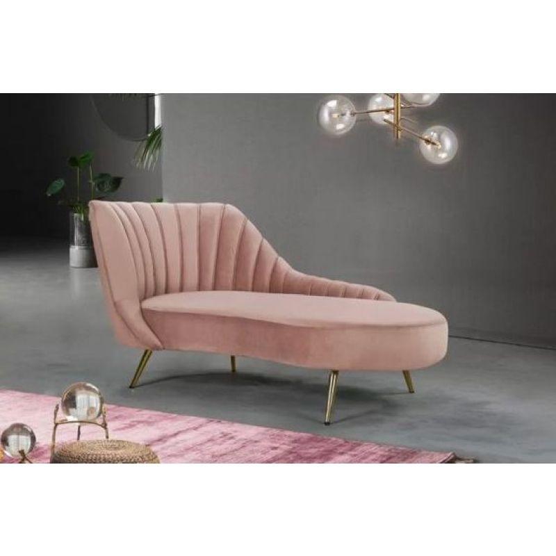 Blush Pink Velvet Chaise Longue Swedish Wood By Alhome - ALHOME