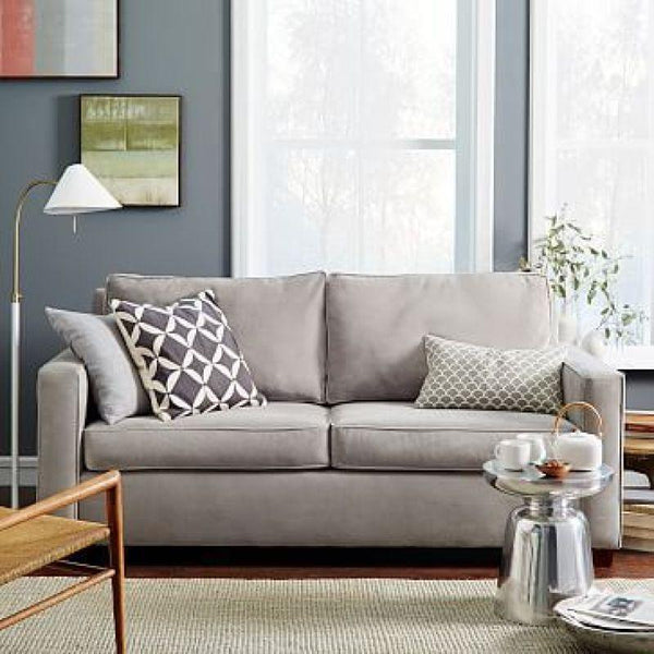 Chic Gray Velvet 2-Seater Sofa Swedish Wood By Alhome - ALHOME