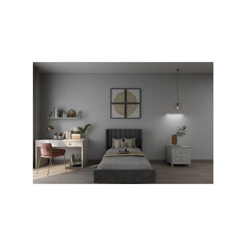 Gray Velvet Single Bed Size 120x200 By Alhome - 110110068 - ALHOME