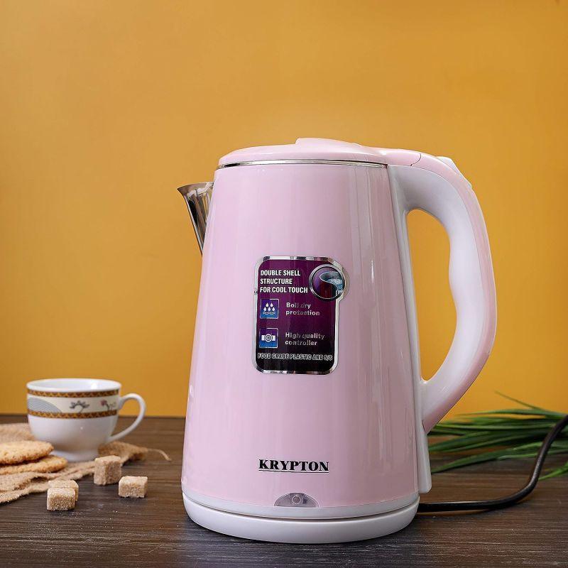 Krypton Double Layer Electric Kettle - Stainless Steel - 1500 W - 1.8 L - Pink - knk6062 - .com - Your Destination for Baby & Mother Needs in Saudi Arabia