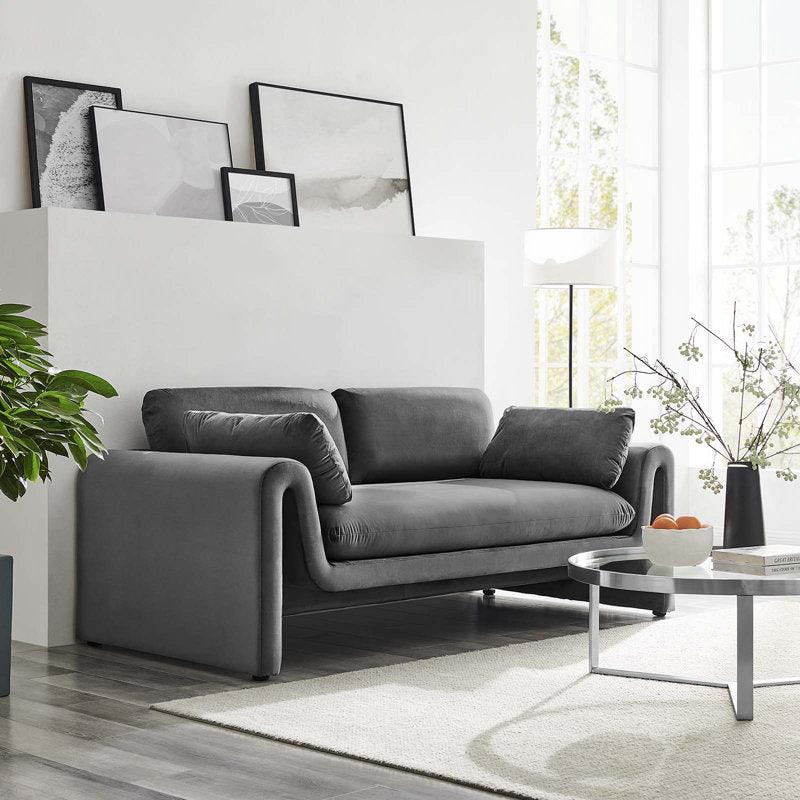 Elegance in Gray: 3-Seater Velvet Sofa By Alhome - ALHOME