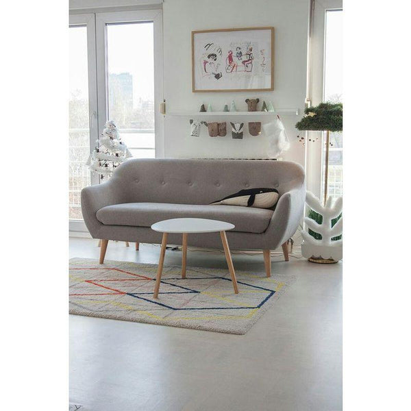 Comfortable Gray Linen 3-Seater Sofa Swedish Wood By Alhome - ALHOME