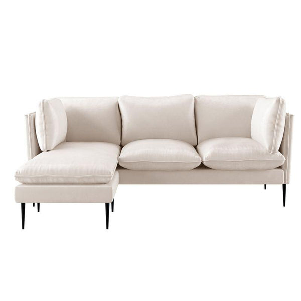 Chic Beige Velvet L-Shaped Sofa - 230x135x45x85 cm - Swedish Wood By Alhome - 110111068 - ALHOME