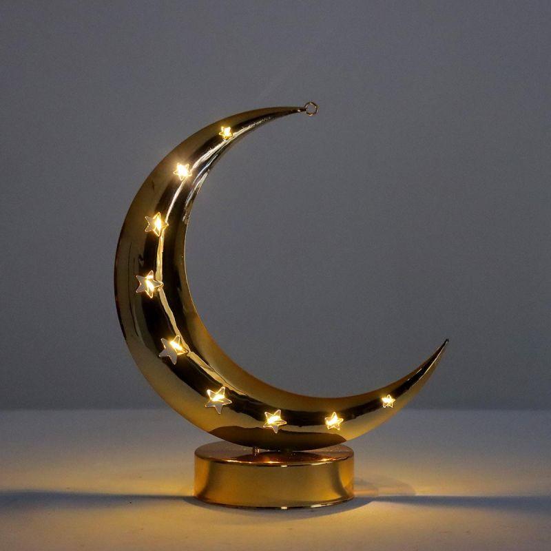 Steel Ramadan Crescent With Led Light - Gold - 23X20X20 Cm - By Family Ship - ALHOME