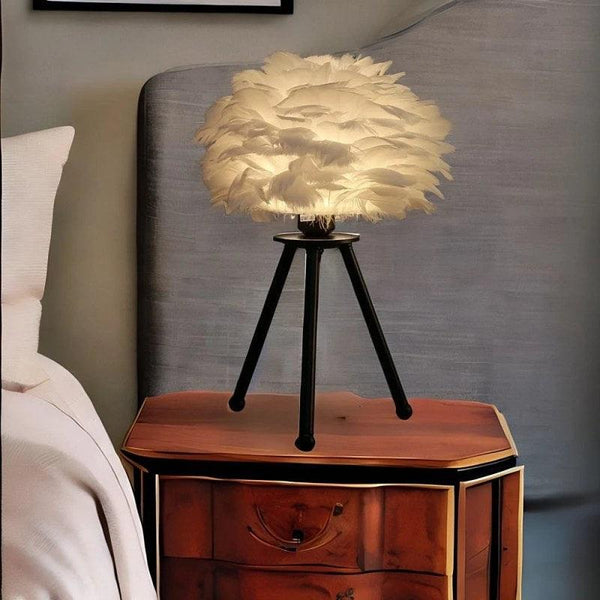 Table Lamp - Feather Design - Black - By Alhome - ALHOME