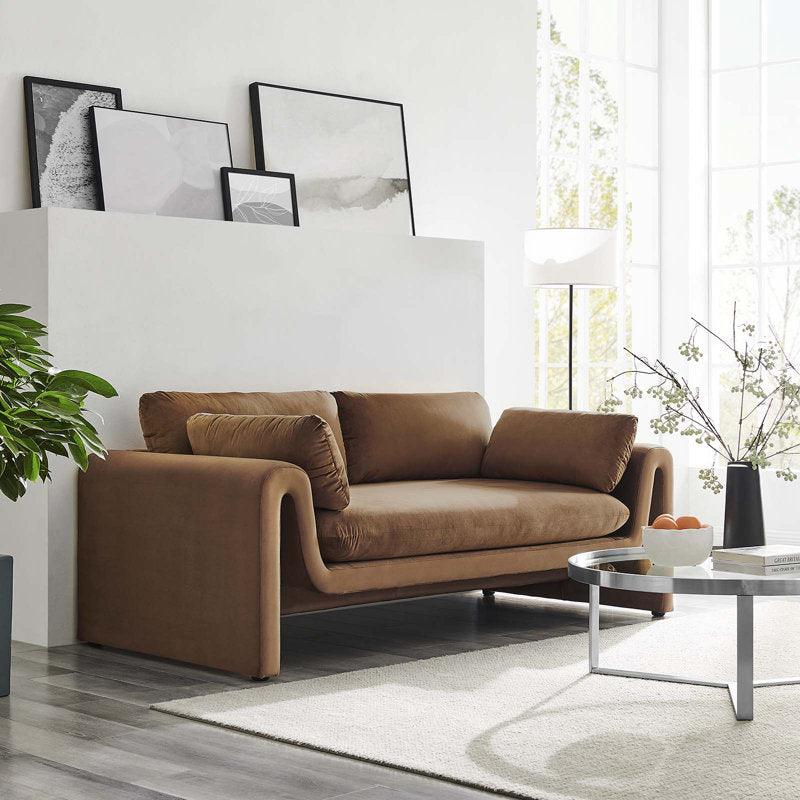 Luxurious Comfort: 3-Seater Velvet Sofa in Camel By Alhome - ALHOME