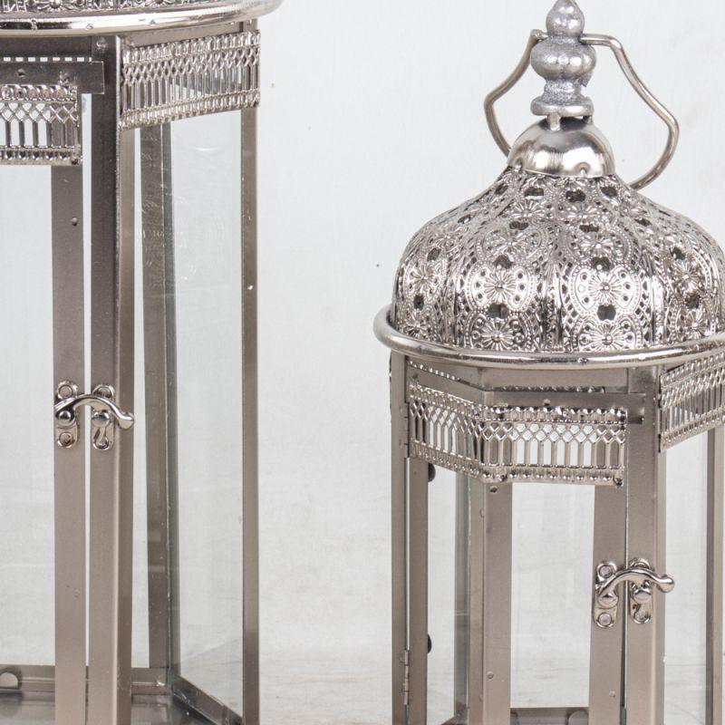 Metal Lanterns Set - Silver - 110111941 - By Alhome - ALHOME