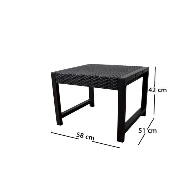 Plastic outdoor garden seating - table and two chairs - black - By Family Ship - ASL-6815 - ALHOME